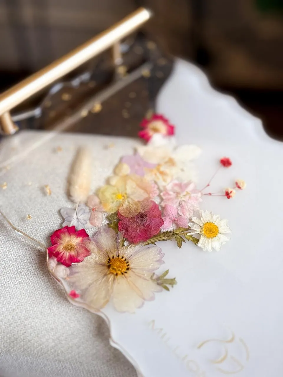 Mom creating resin art at home